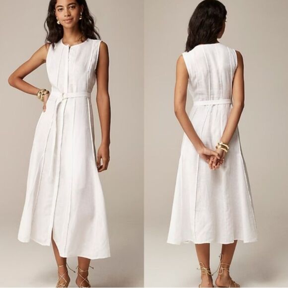 J. Crew Ivory Sleeveless Midi Dress - Picture 1 of 11